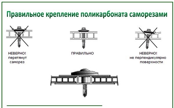 крепление-поликарбоната-саморезами